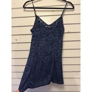 Vintage Victorias Secret Slip Dress Small Navy  Burnout Velvet Silk 00s Whimsy